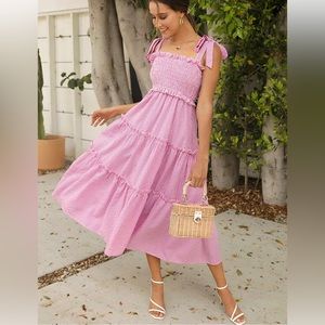 Floerns Women's Floral Print Tie Strap Square Neck Ruffle Boho Maxi Dress L